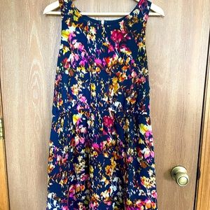 Floral Blue/Pink/Orange Knee Length Summer Dress